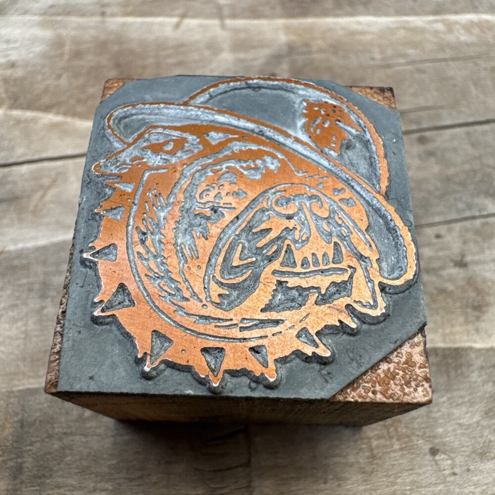 Vintage Wood and Metal USMC Bulldog Stamp Block Typeface